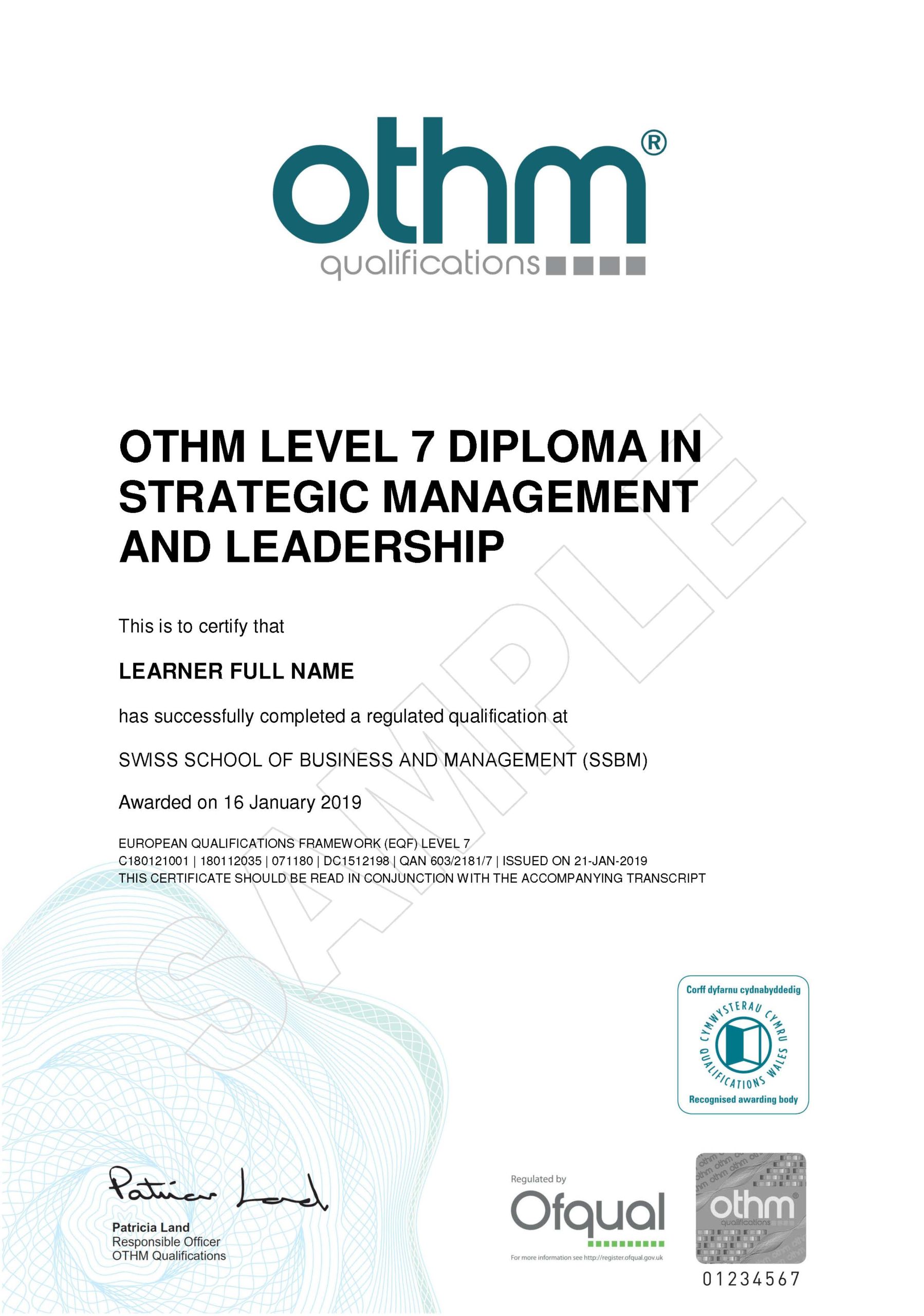 Certificate in strategic management and leadership