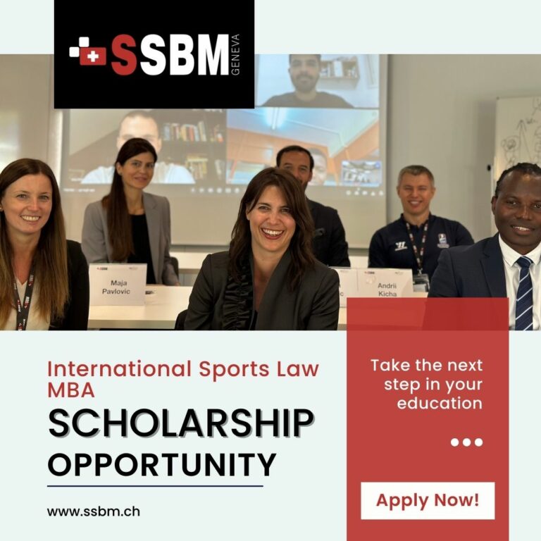 SSBM Geneva Sports Law MBA scholarships