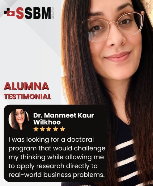 Dr. Manmeet Kaur Wilkhoo alumna testimonial SSBM Geneva