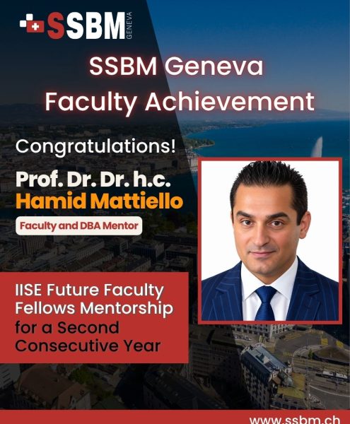 SSBM Geneva Dr. Hamid Mattiello selected for a second consecutive year as IISE Future Faculty Fellows mentor.